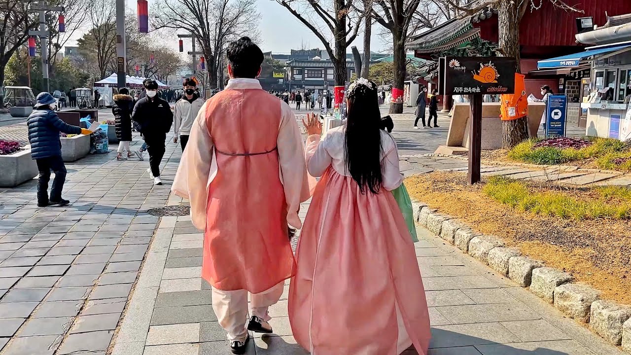 [4K] Jeonju Hanok Village Walking Tour, Saturday morning walk with Hanbok | 전주한옥마을 토요일 오전 산책-경기전,오목대