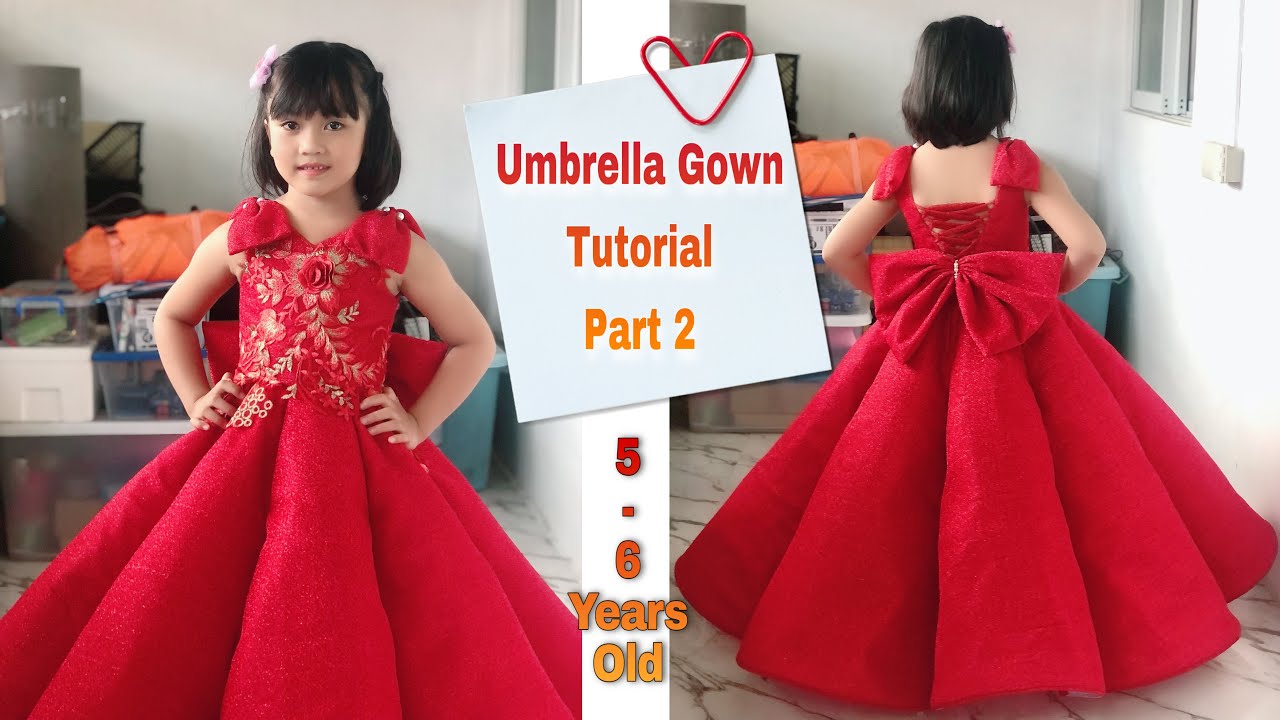 Part 2 | umbrella gown | dress cutting and stitching | 5-6 years girl dress cutting and stitching