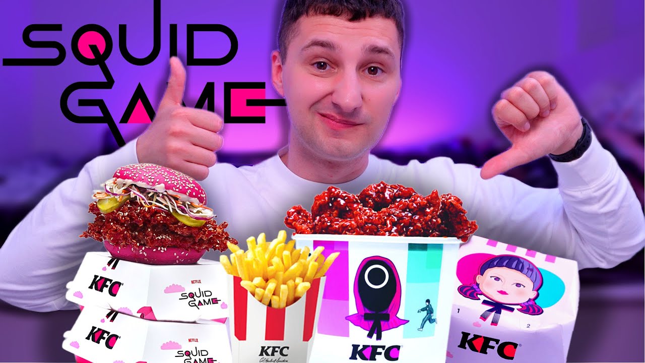 Zestaw SQUID GAME z KFC 🟣 Jak smakuje i czy da się to w ogóle zjeść? 🤢 ASMR po polsku 🇵🇱 MUKBANG