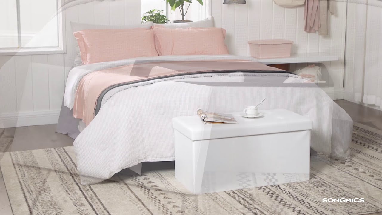 SONGMICS Faux Leather Folding Storage Ottoman Bench ULSF106