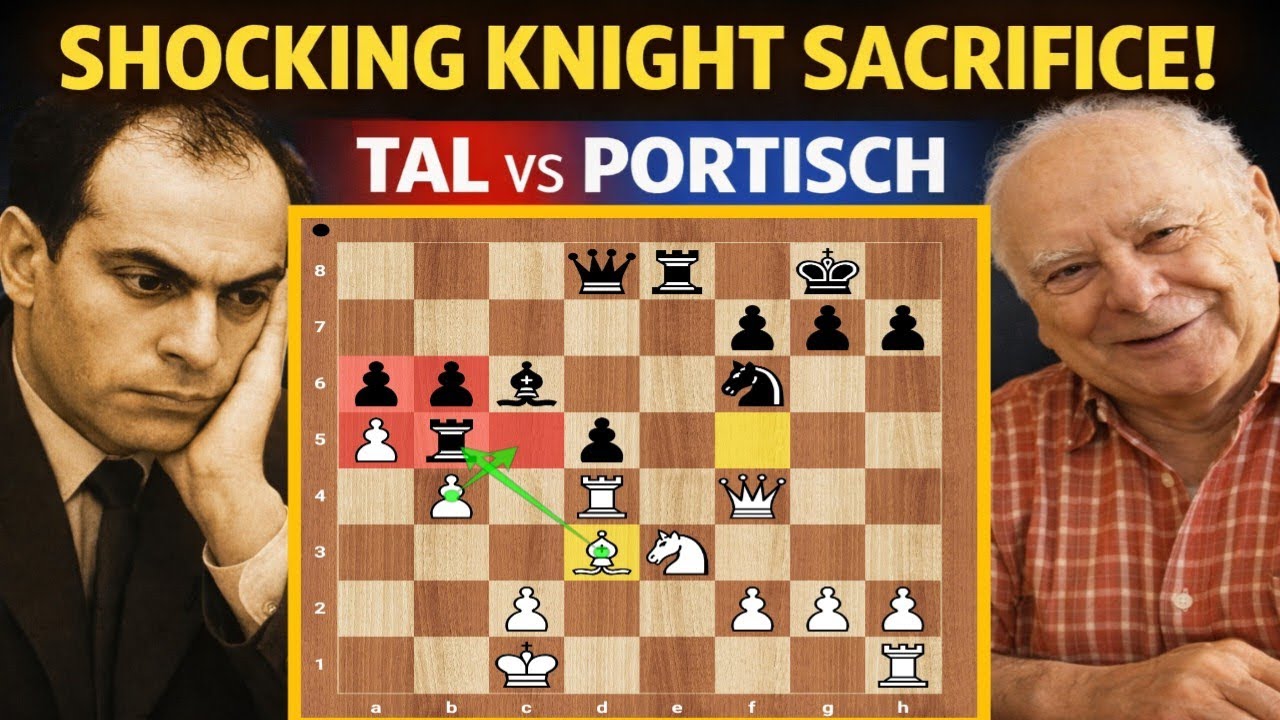 Tal Unleashes a Stunning Knight Sacrifice and Builds an Unstoppable Attack Against Portisch