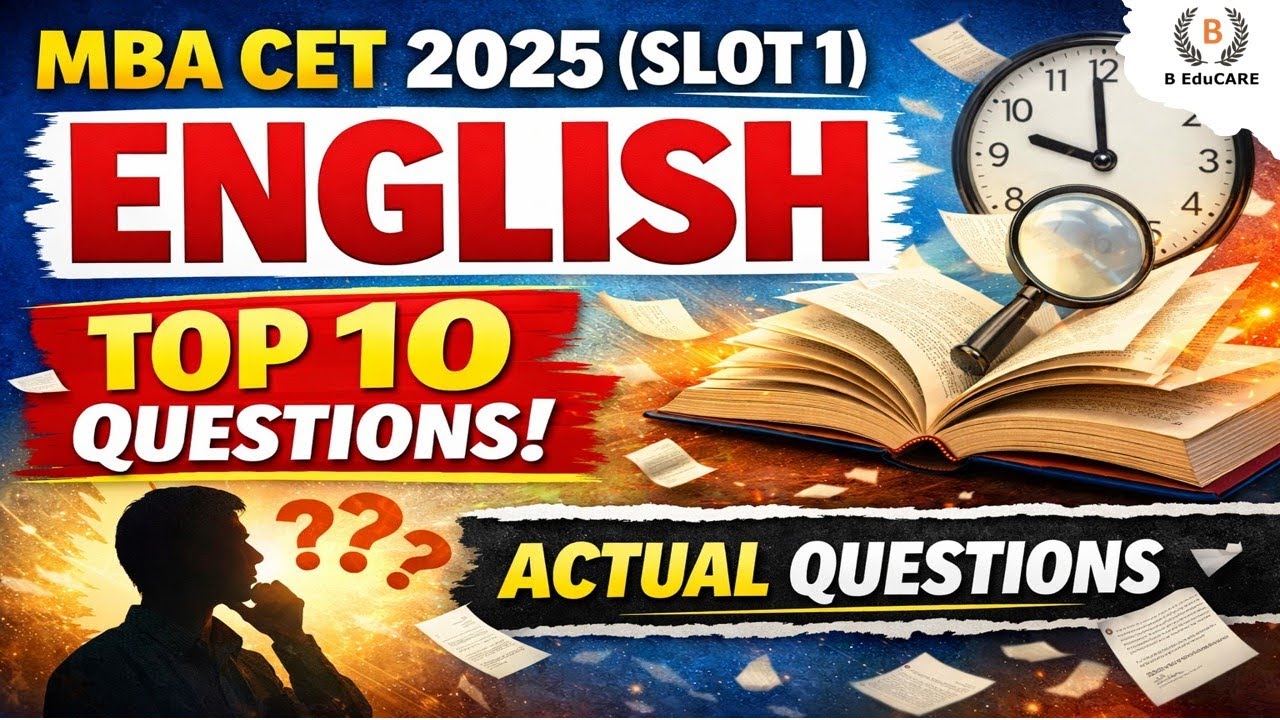 MH MBA/MMS CET 2025 (Slot 1) | English | Actual Quetsions  #mhcet #cet2026 #mbacet