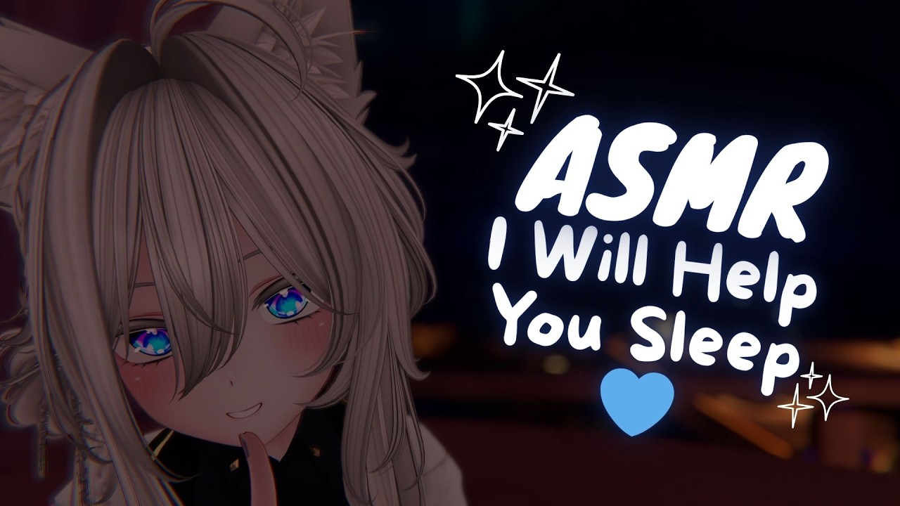 ASMR Wolfgirl Helps You Sleep 💙 [Kisses, Ear Cleaning, Wooden Frog]
