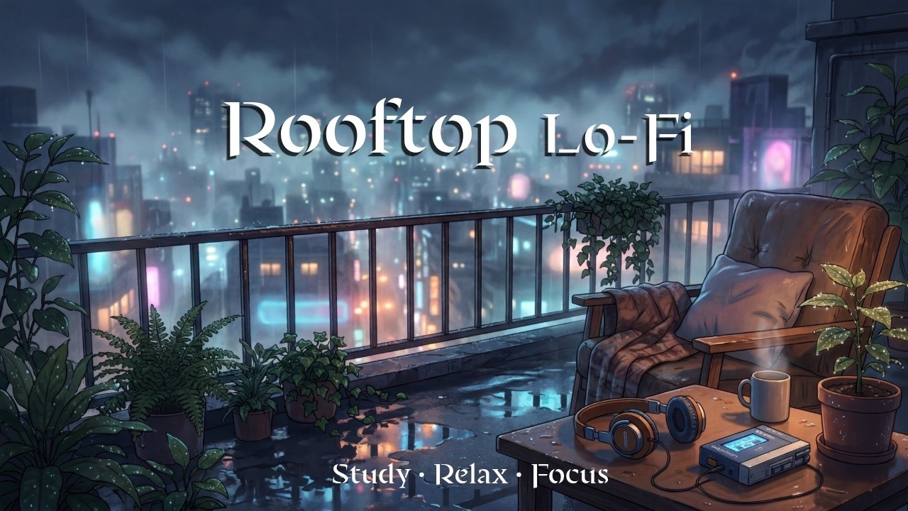 Misty Rooftop 🌃 Calm Lo-Fi Beats Over the Neon City