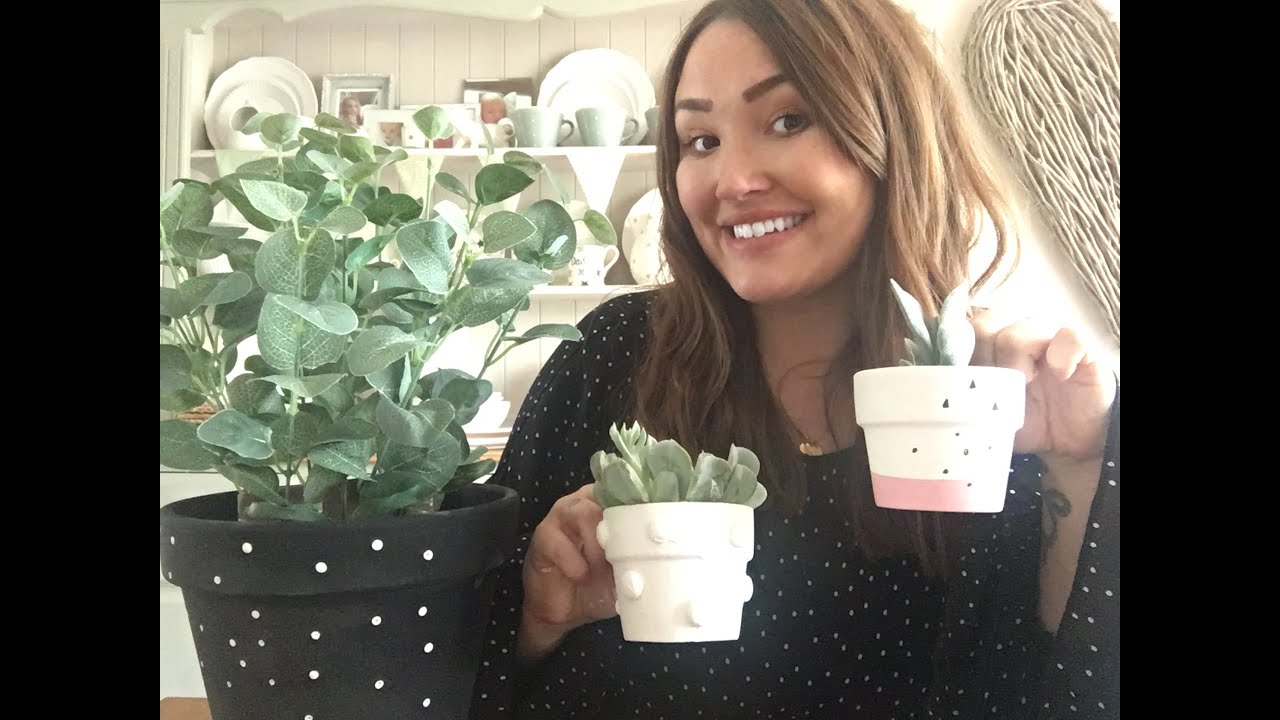 Transforming cheap terracotta planters into expensive looking on trend planters