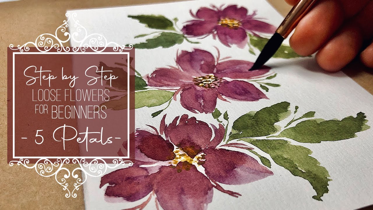 How to Draw 5 Petals Flower || STEP BY STEP Watercolor Tutorial