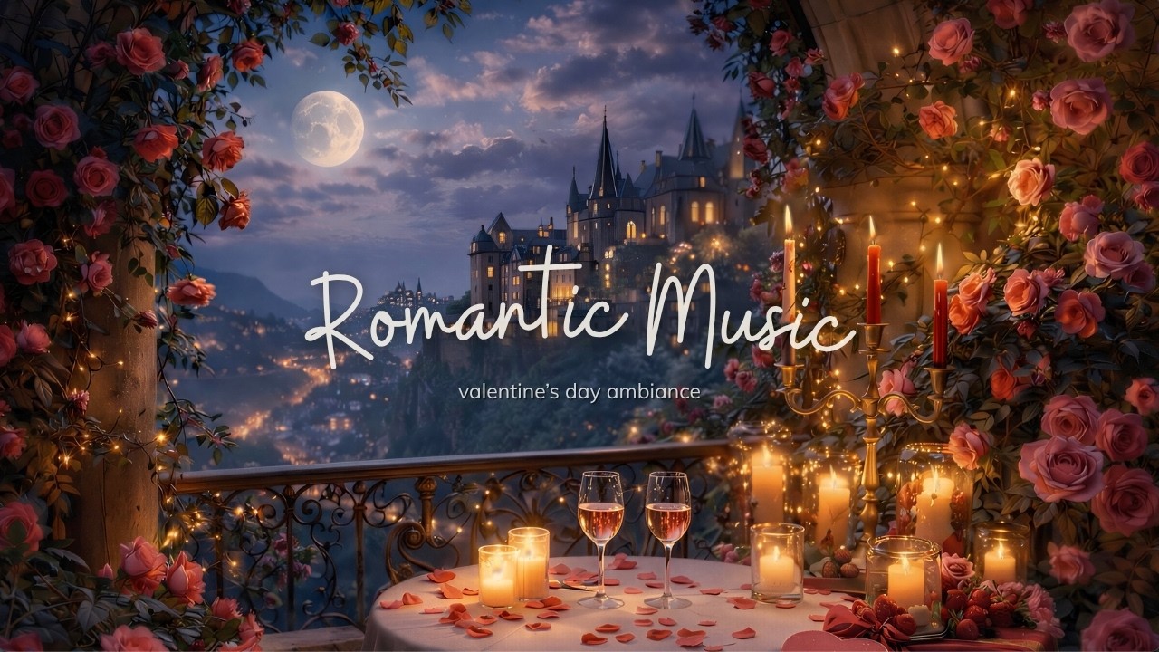 Valentine’s Day Romantic Ambience 💘 | Soft Romantic Music & Night Sounds (4K)