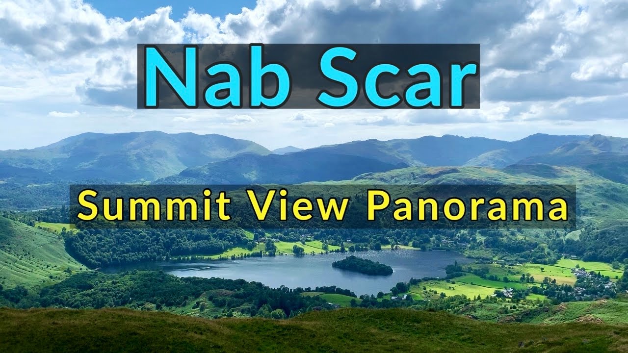 Nab Scar : Labelled Summit View Panorama - Lake District Wainwright Fells