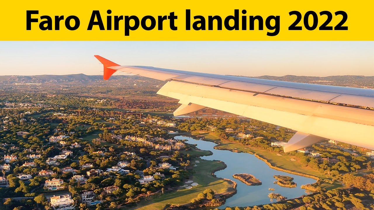 Faro Airport landing at sunset in 4K