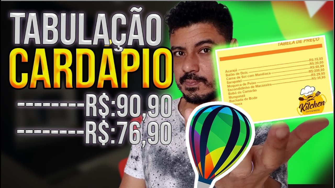 COMO FAZER TABULAÇÃO DE CARDÁPIO   PREÇO COREL DRAW