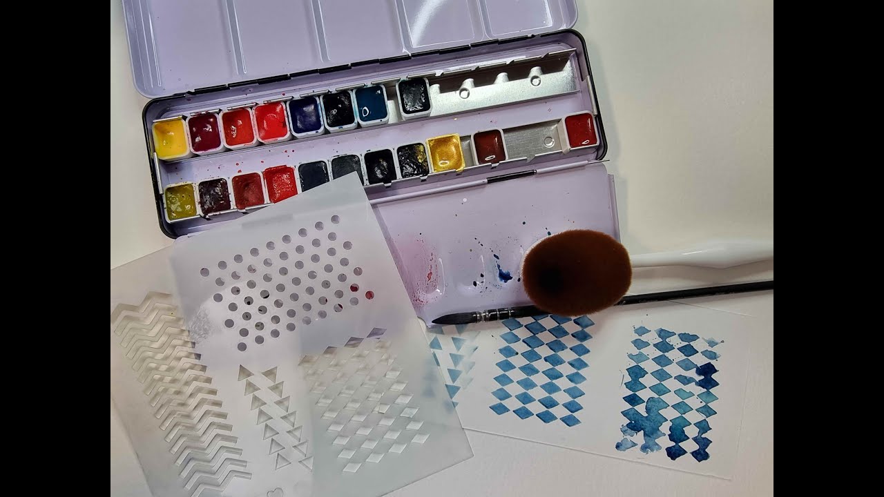 astuce pochoir + aquarelles