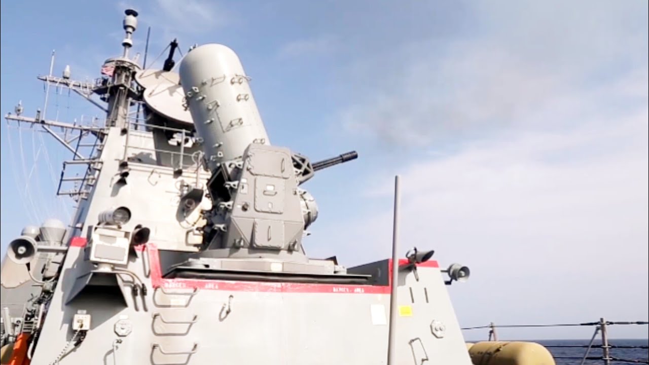 destroyer USS Dewey fired a large caliber shell during an operation with USS Higgins, USS Howard