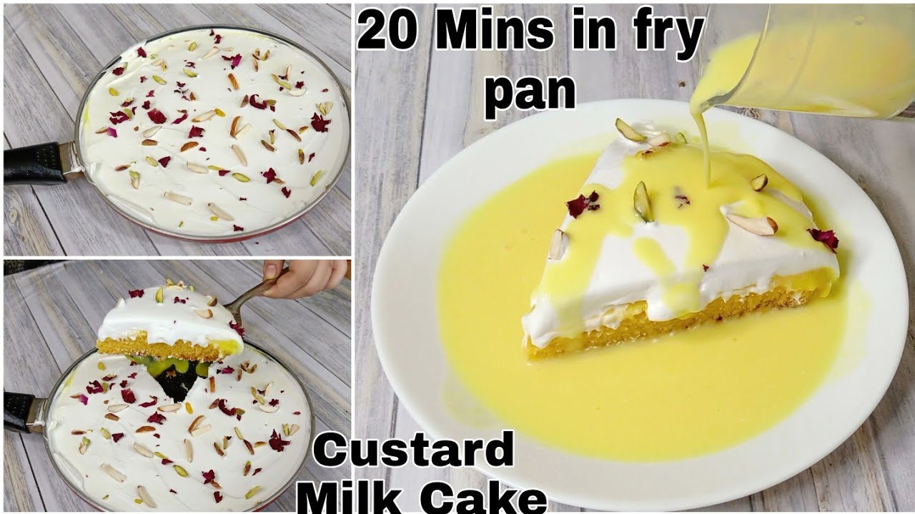 20 Minutes Custard Milk Cake In Fry Pan|Tres Lech Custard Cake |No Egg No Oven No Condenced Milk