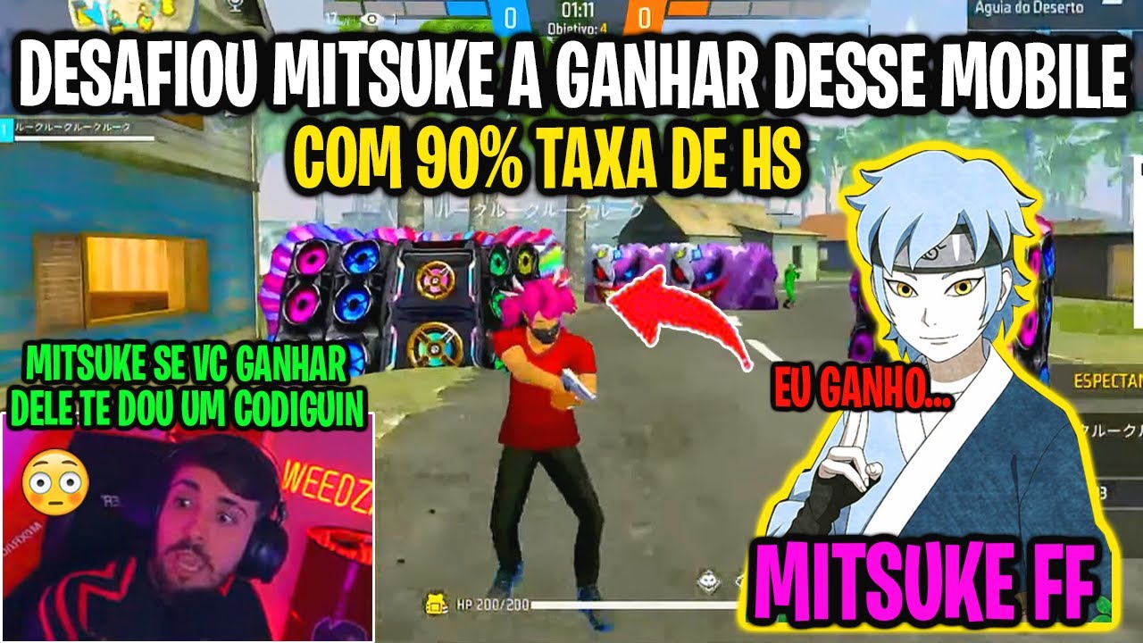 WEEDZÃO DESAFIA MITSUKE FF A GANHAR DESSE MOBILE COM 90% DE TAXA DE HS NO X1 QUE PEDIU OPORTUNIDADE!