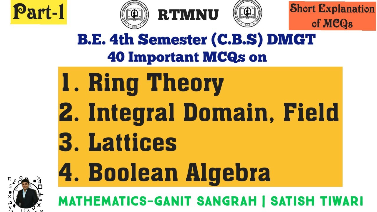 MCQ on Ring Theory, Lattices, Boolean Algebra | DMGT | Lecture-1