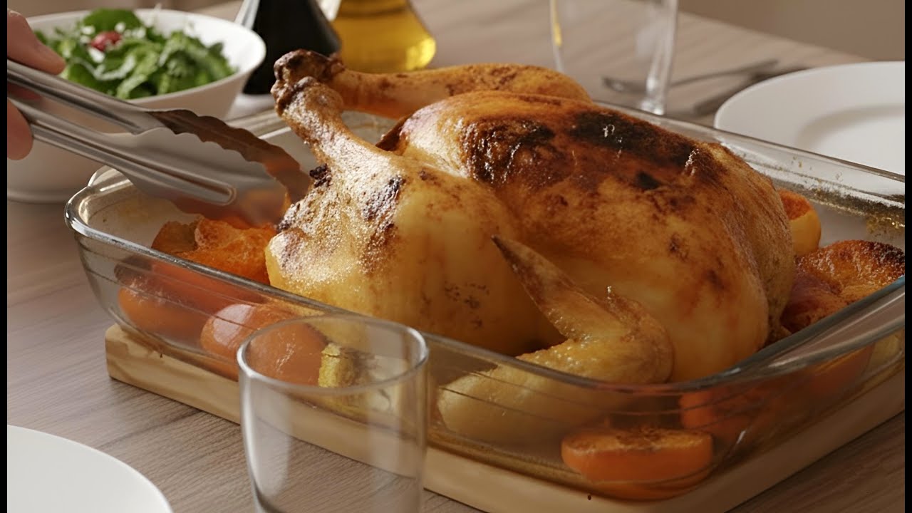 POLLO ASADO AL HORNO CON MANDARINAS