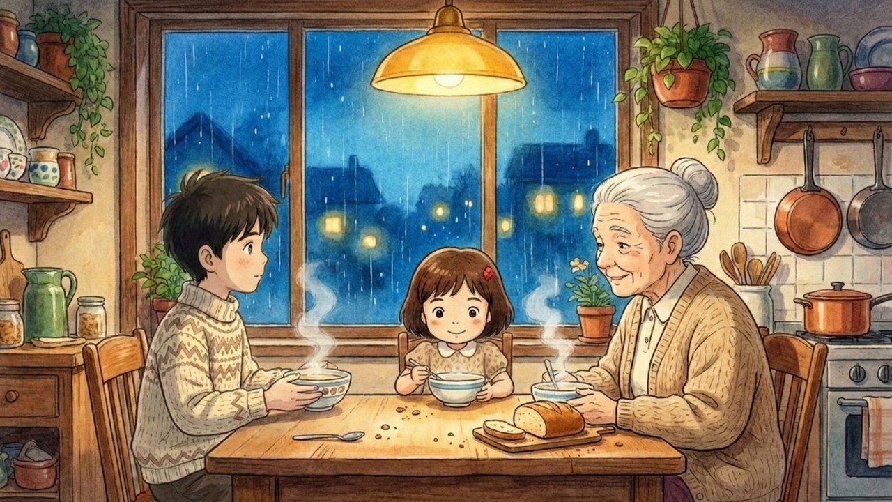 Rainy Evening in Grandma’s Kitchen 🌧️ Cozy Family Cooking | Ghibli Style ASMR Comfort