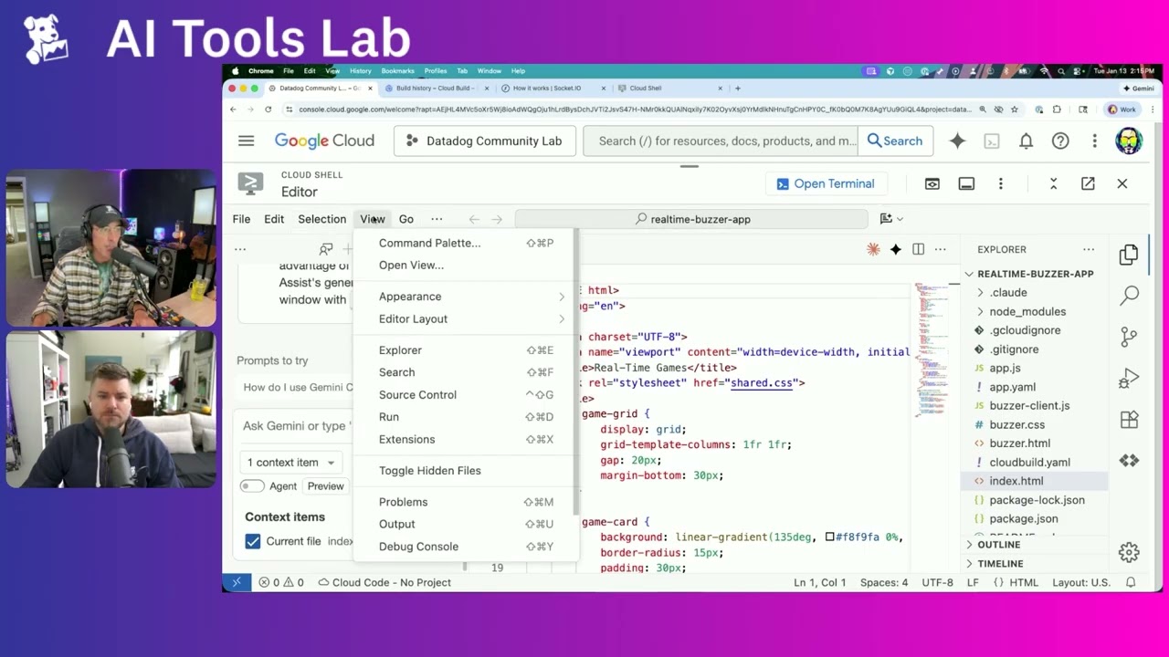 Building and deploying apps from within GCP Cloud Shell and Gemini CLI