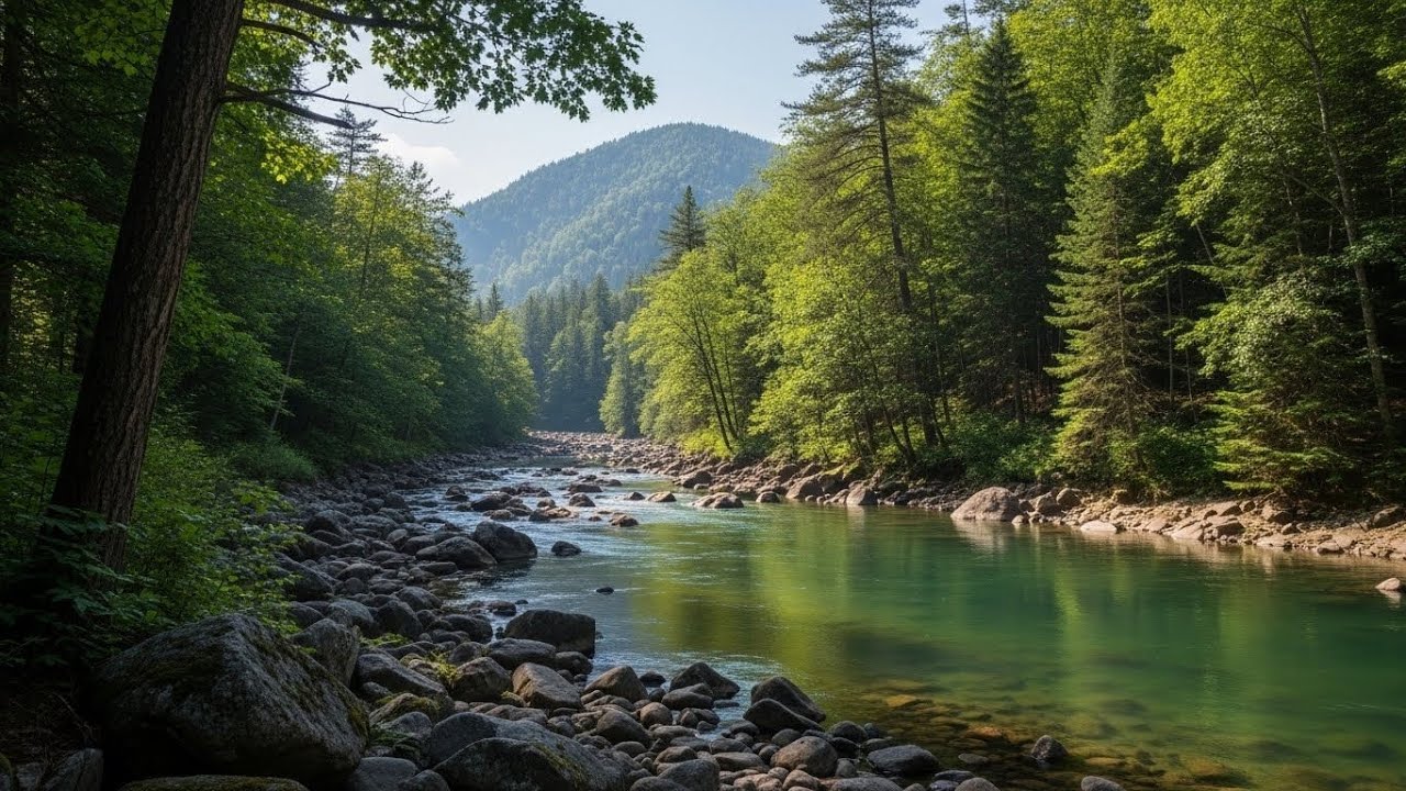 Tranquil River Flow 🌿 Soothing Nature Soundscape for Sleep and Stress Relief #643