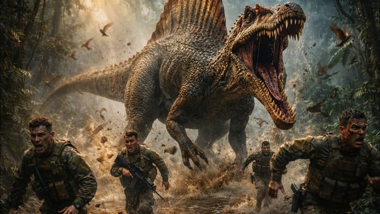Spinosaurus vs Humans in the Jungle | Epic Dinosaur Survival Battle