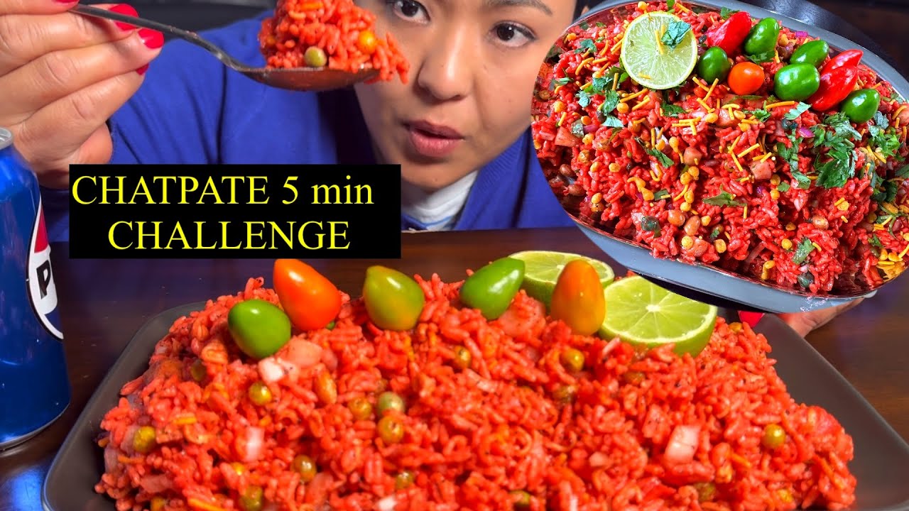 LARGE WHOLE PLATE GILO CHATPATE CHALLENGE# SAUCE RECIPE # MAKING NEPALI STREET FOOD CHATPATE #