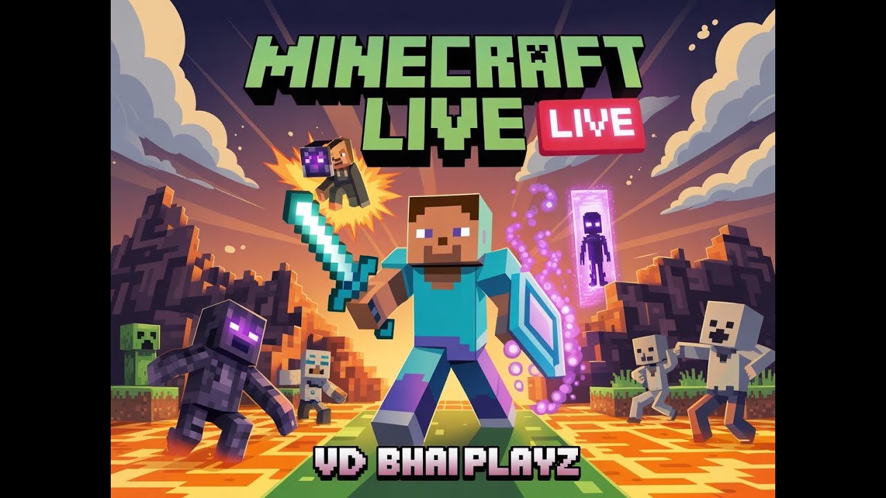 🏰 LIVE! Building a MEGA Base in Minecraft - Join the VD Bhai Build Team! #mincraftlive part 38