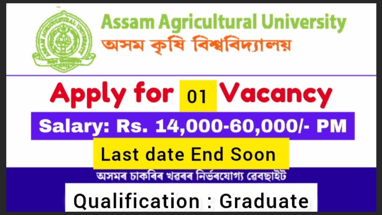 Assam Agricultural University Recruitment 2026 // Jorhat Job Vacancy 2026 // New Job Vacancy Assam