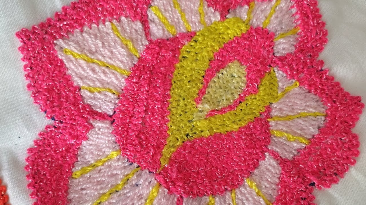 Bordando un Rosa en puntada de ajonjol&iacute; 