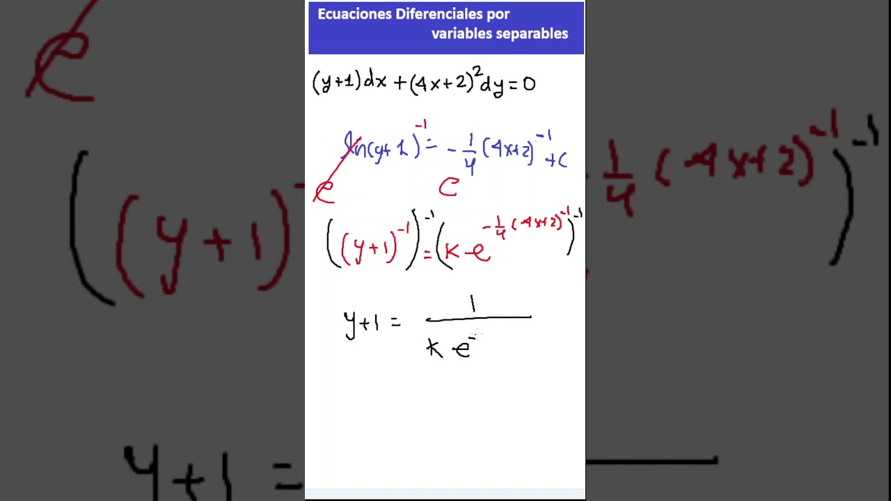 Soluci&oacute;n Explicita de la ecuaci&oacute;n diferencial #ecuacionesdiferenciales #calculointegral