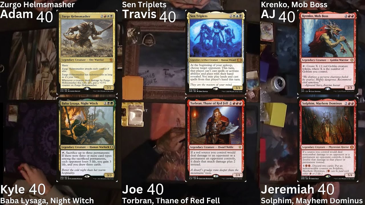 Commander Gameplay Ep.1 Zurgo v Sen Triplets v Krenko v Solphim v Torbran v Baba Lysaga MTG EDH