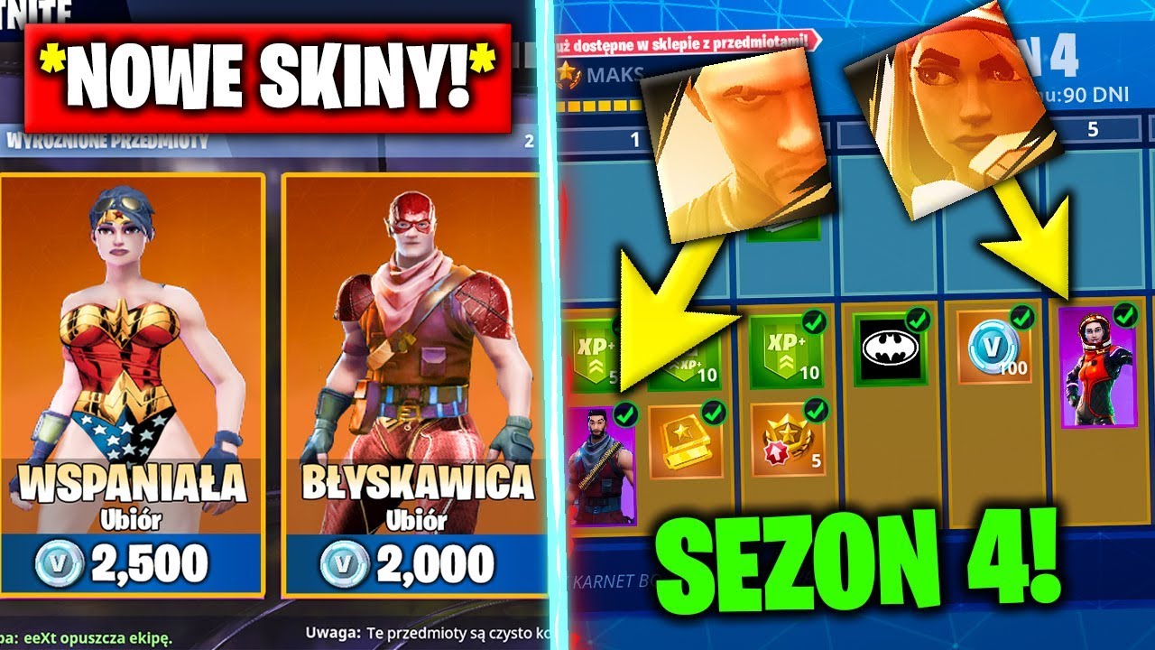NOWE SKINY na SEZON 4 w FORTNITE?! *KARNET BOJOWY* , SUPER BOHATEROWIE , BRITE BAG , TEORIE
