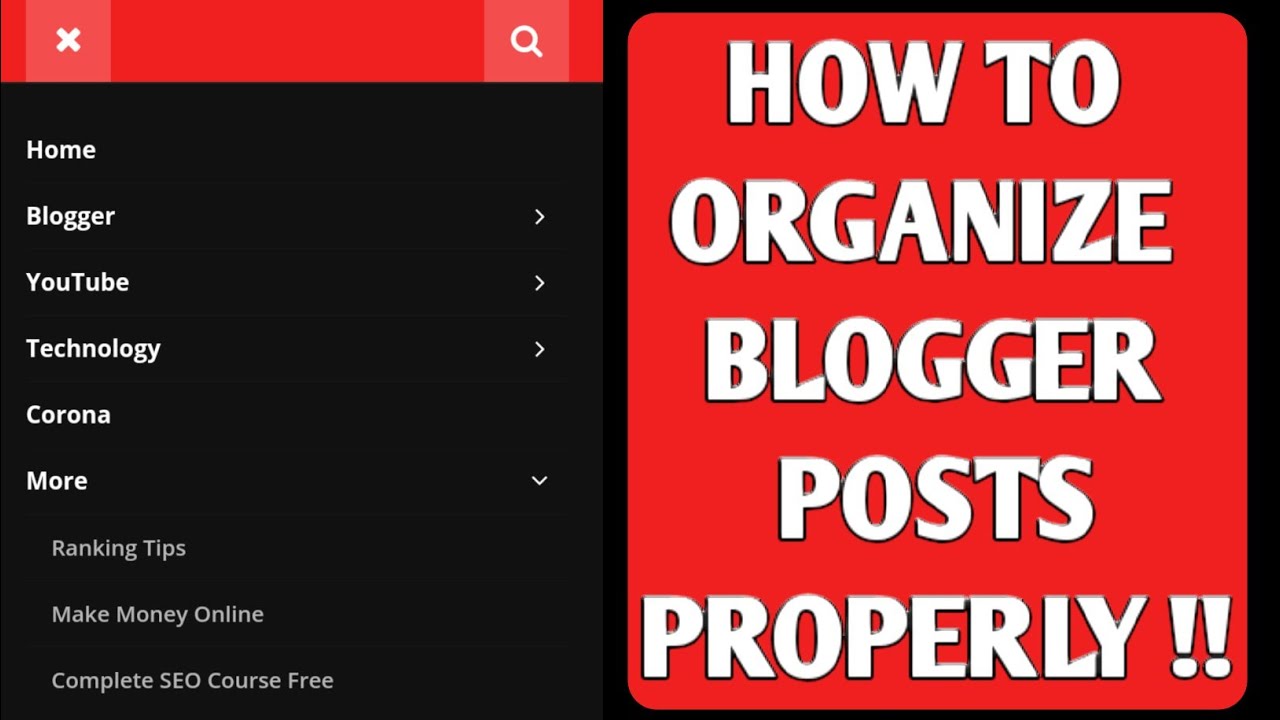 How to Organize Blogger Posts Properly | Create Menu and Submenu in blogger easily |