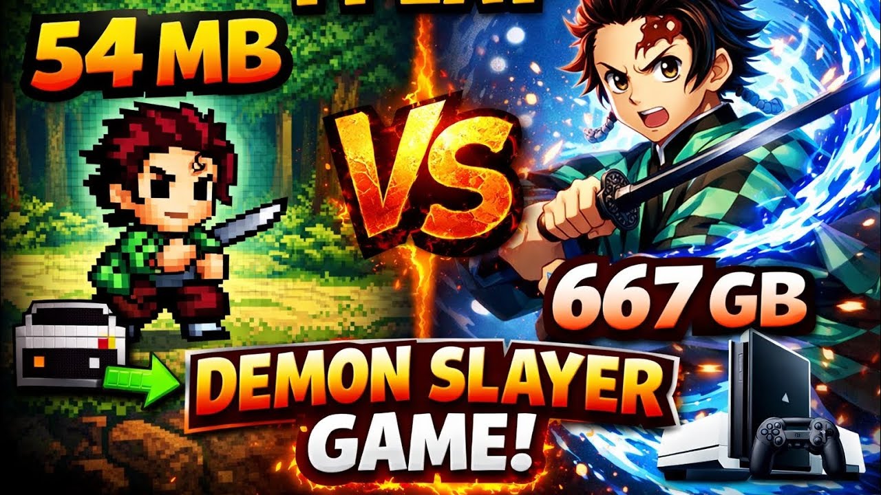 54 MB GAME 😲 vs 667 GB GAME 😈 | Demon Slayer Comparison