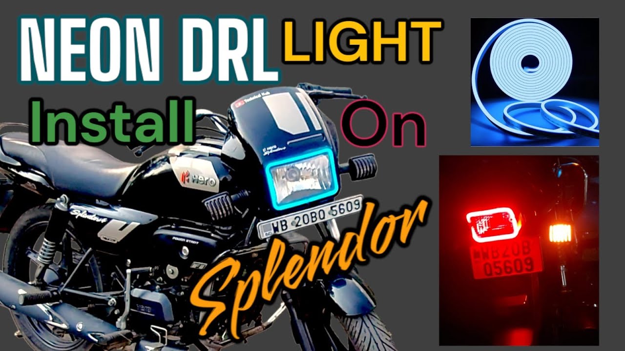 LED DRL Neon  Light On Hero Splendor 😱 || Splendor 2023 New Modified 💯⚡