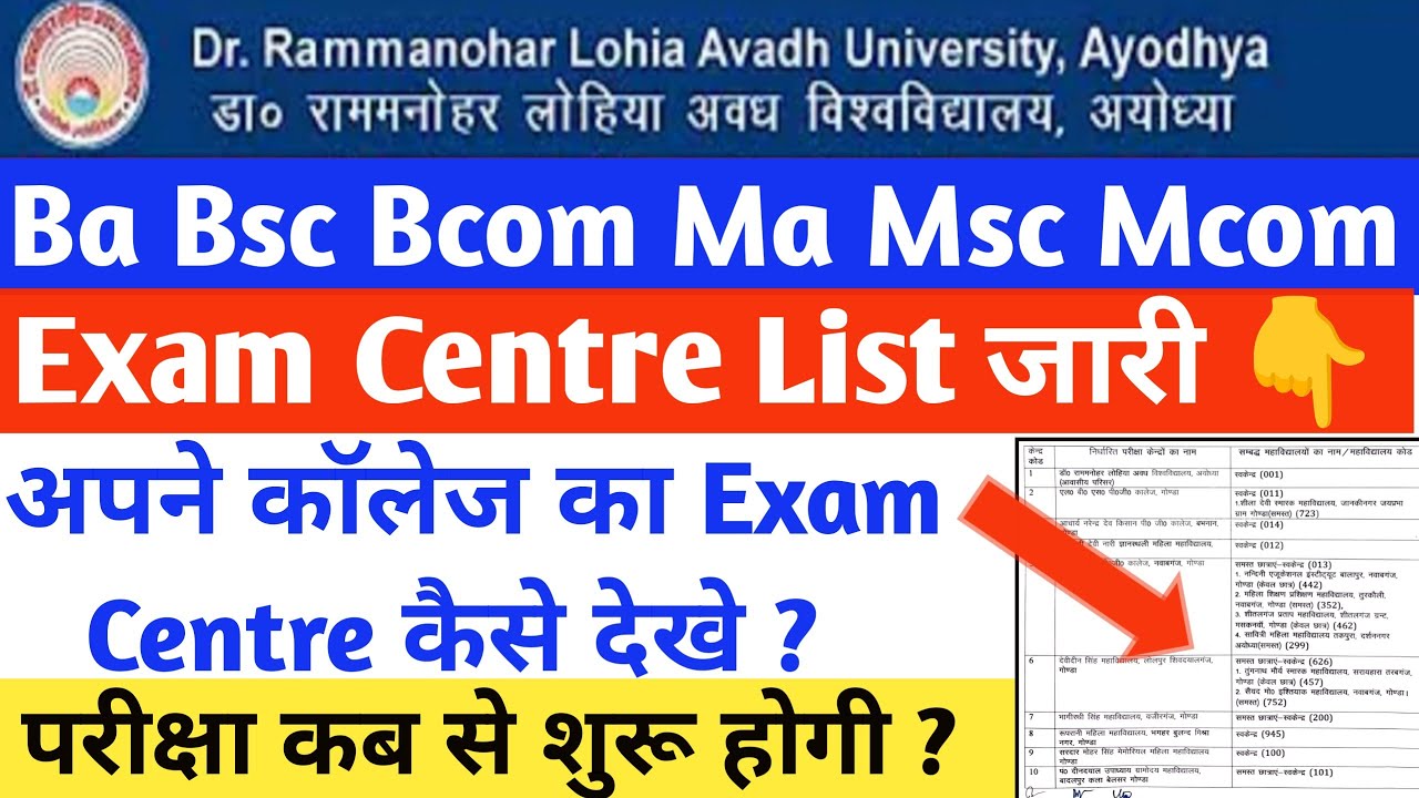 Rmlau Examination Scheme Declared | Rmlau Exam Date  | Rmlau Exam centre list kaise dekhe | #rmlau |
