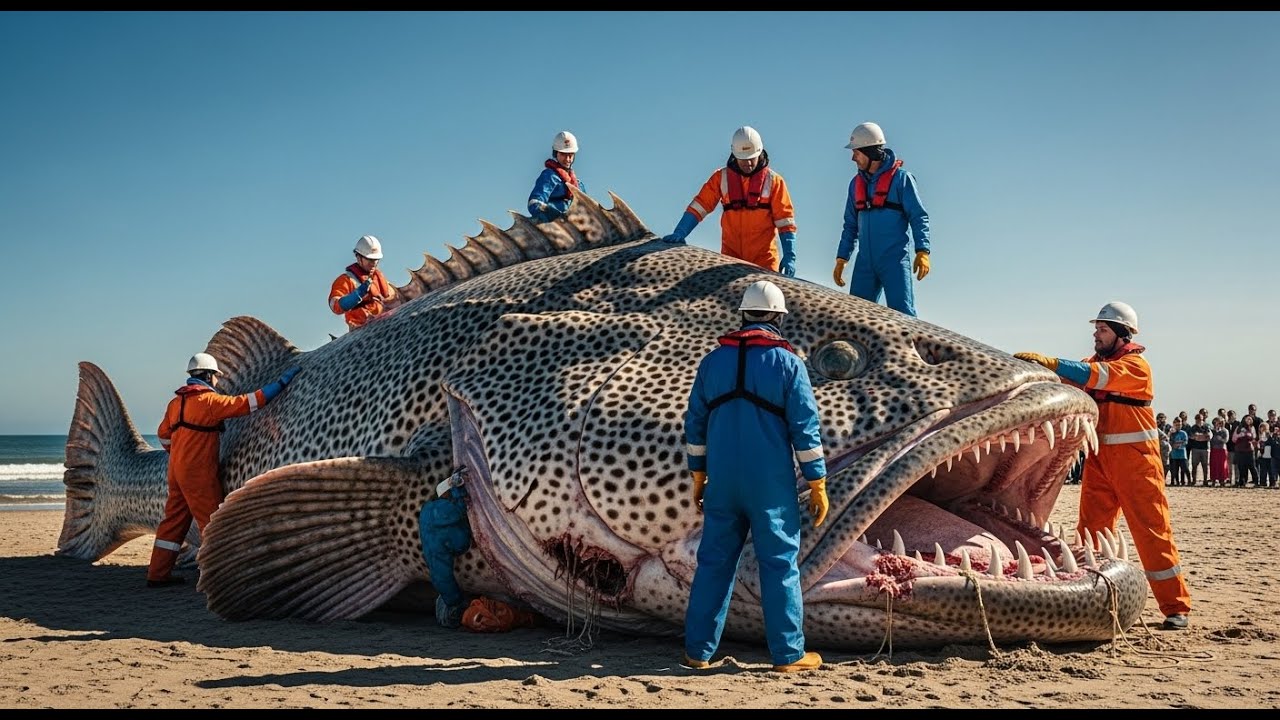 Fishermen Hunt a 3,500 Kilogram Giant Grouper on the Ocean Floor – Historic Encounter #fisherman
