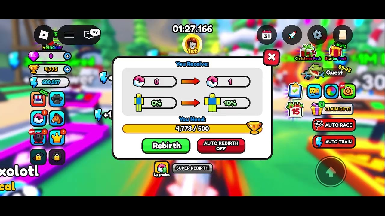 Roblox Horse Race Part 2 🐎 451K → 2M Power… Then Rebirth 😱