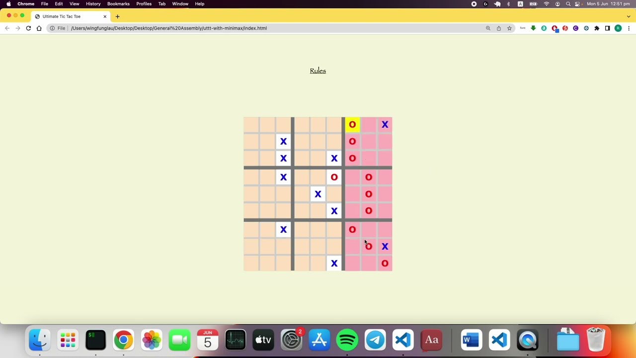 Ultimate Tic Tac Toe with Minimax