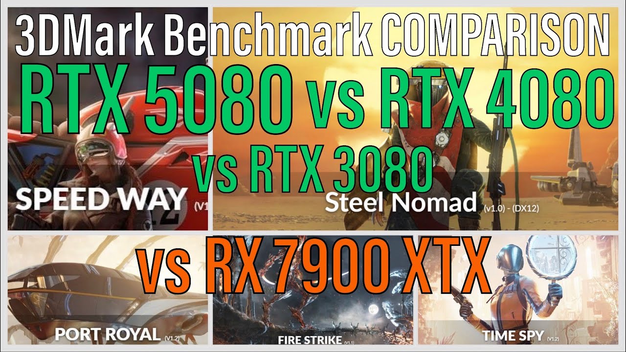 RTX 5080 vs RTX 4080 vs RTX 3080 vs RX 7900 XTX - 3DMark Benchmark Results Comparison