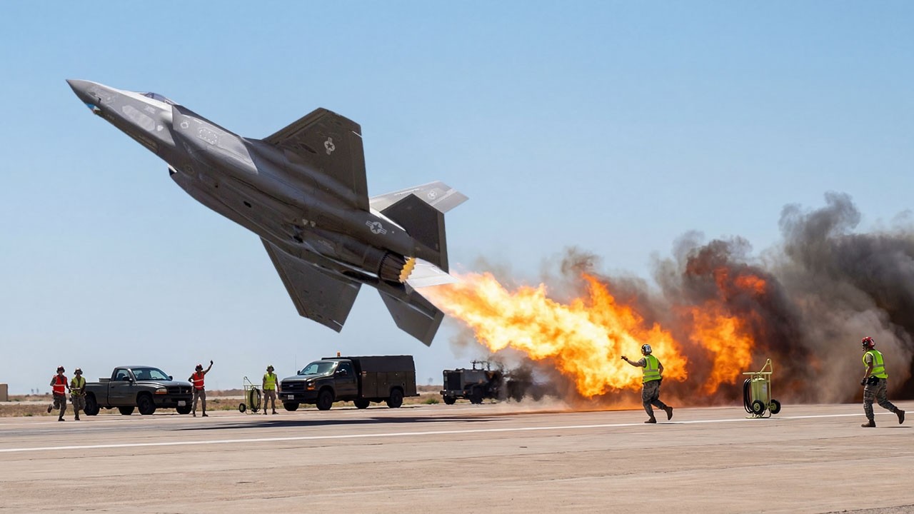 Иран в шоке! Женщина-пилот американского истребителя F-35 взлетает на полной скорости в экстренной