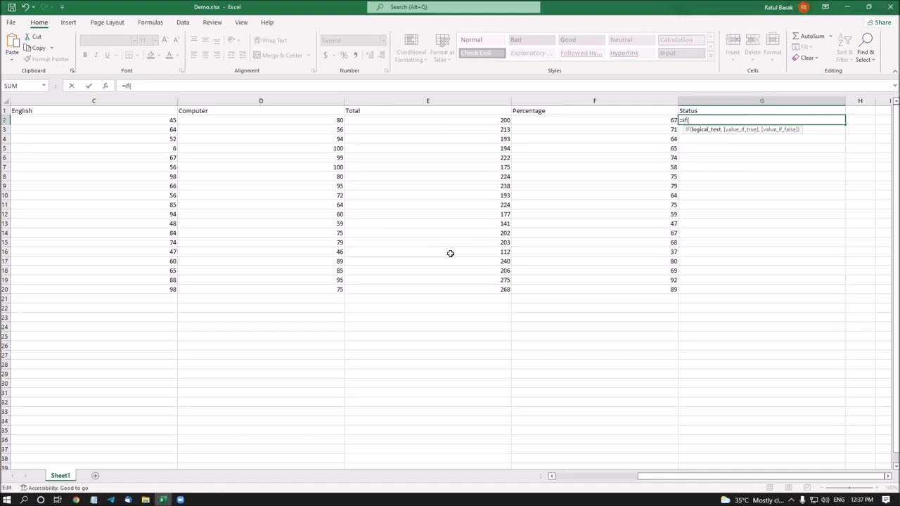Advance Excel 10 | Применение условной логики с формулой «Если» с помощью JAWS