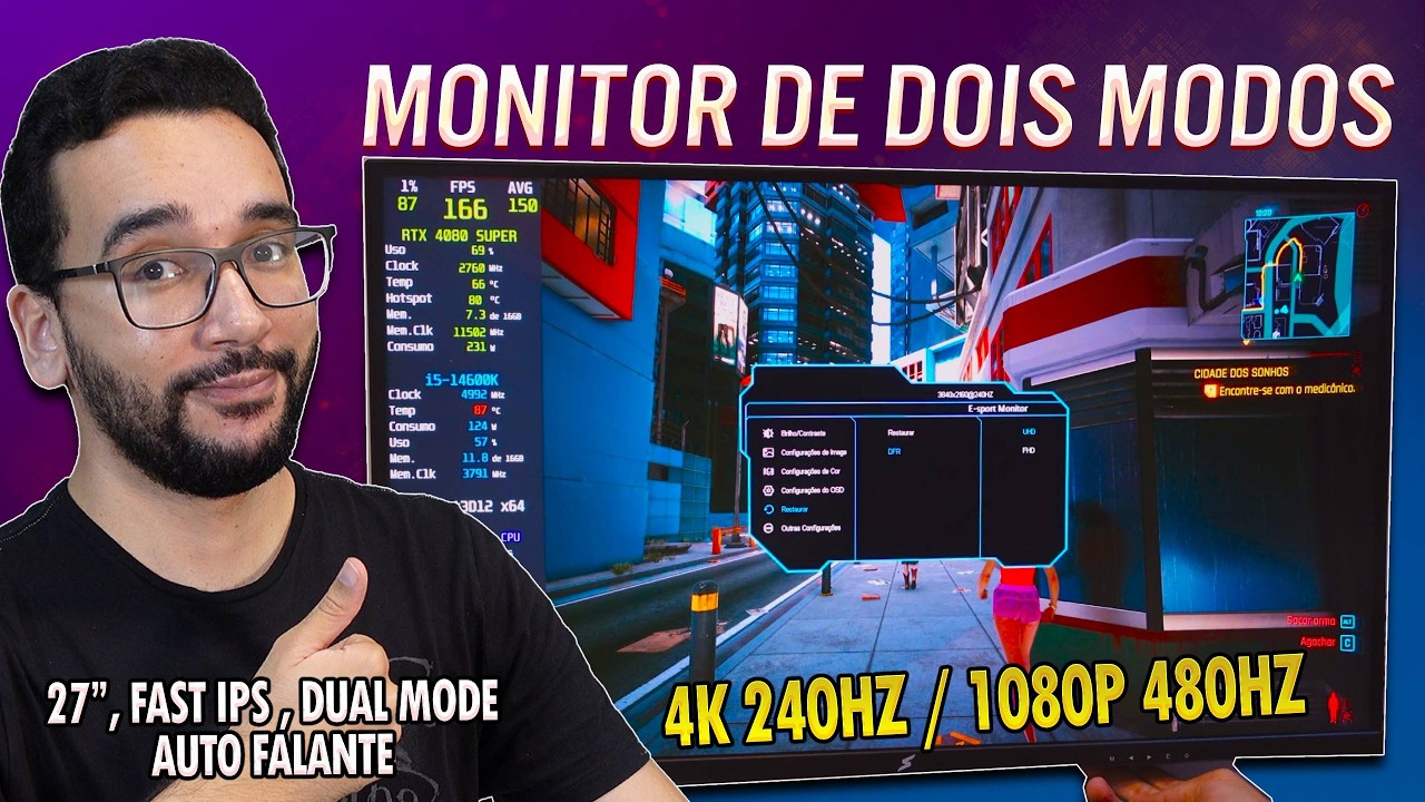MONITOR com 2 MODOS! 4K 240Hz/FullHD 480Hz - SuperFrame VisionX 27