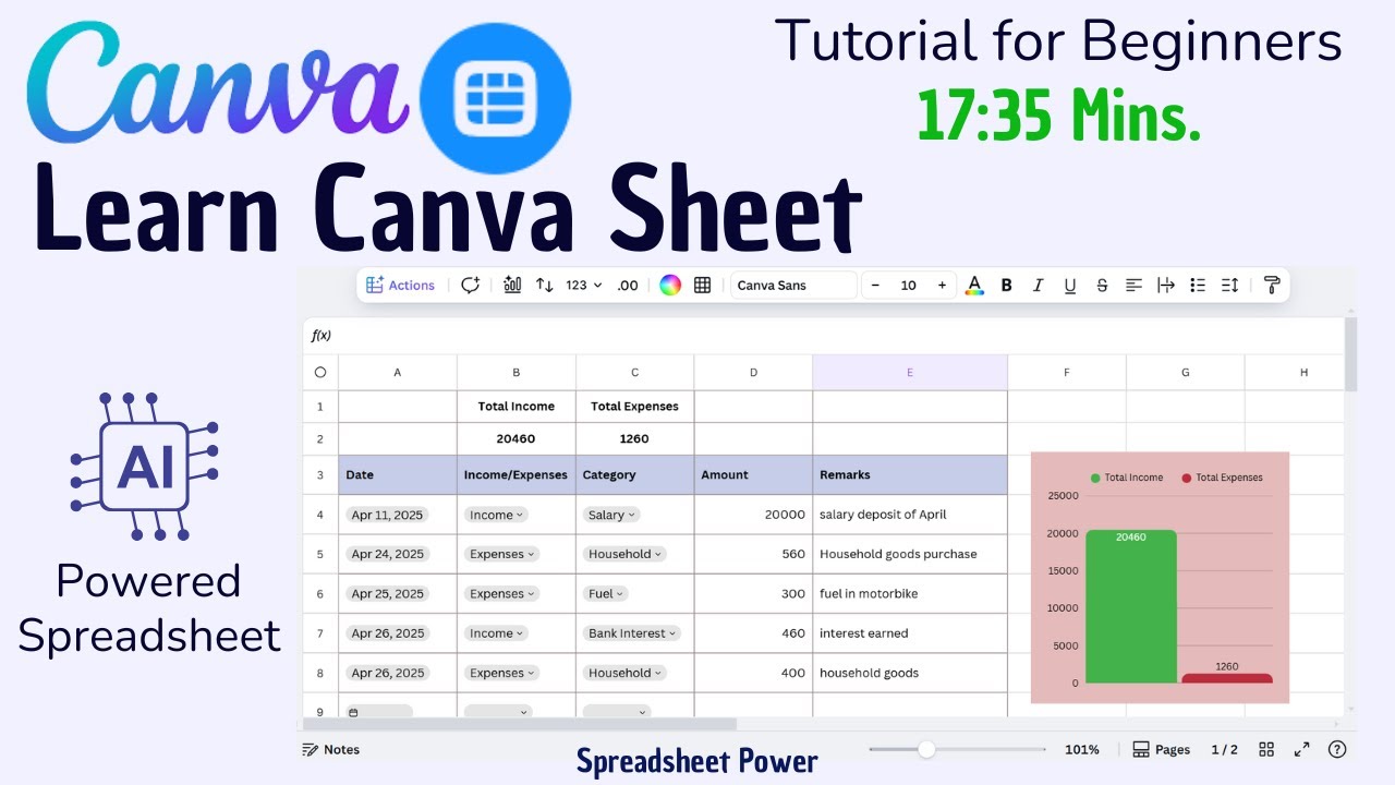 Canva Sheet Tutorial | AI Powered Spreadsheet by Canva
