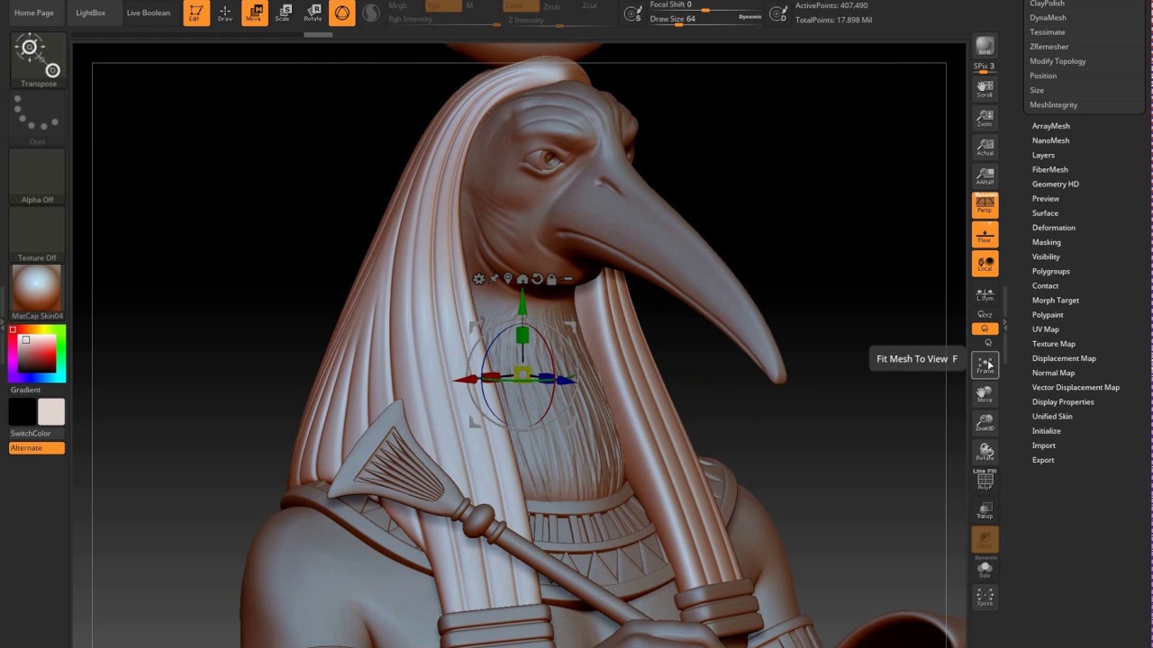 Zbrush 2018, Gizmo 3D, Move, Rotate, Scale (на русском)
