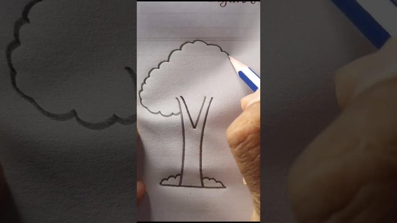 V for Tree Drawing🌳 #Technique #art #easy #reels #creativeart #ideas