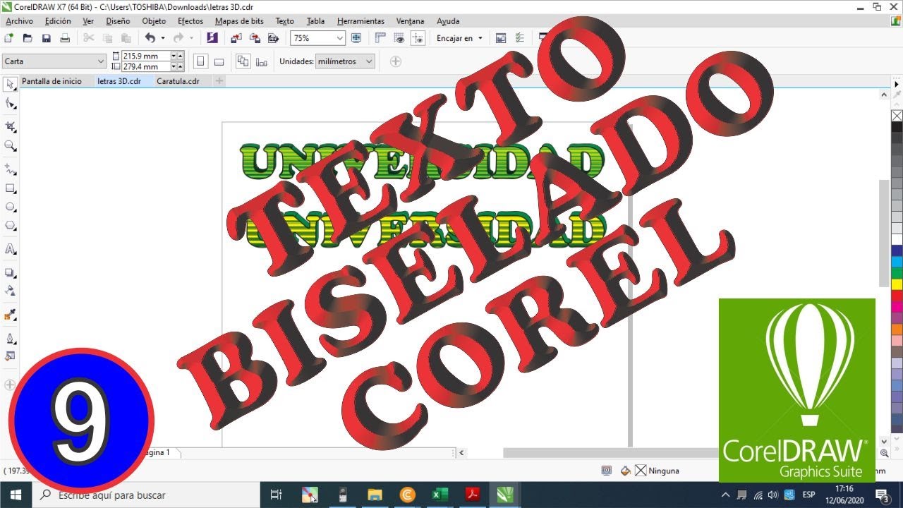 Corel Draw.  💥💥💥 Texto Biselado en 3D -- 100% práctico.