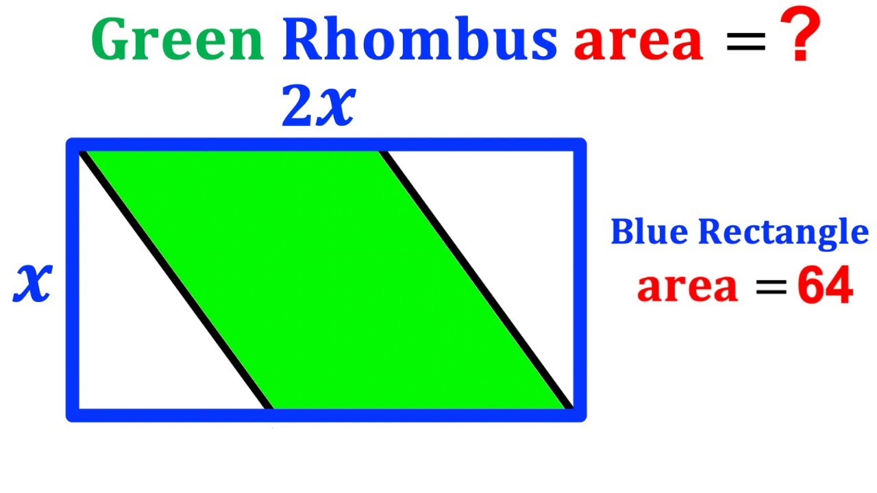 Can you find area of the Green shaded Rhombus? | (Rectangle) | #math #maths | #geometry