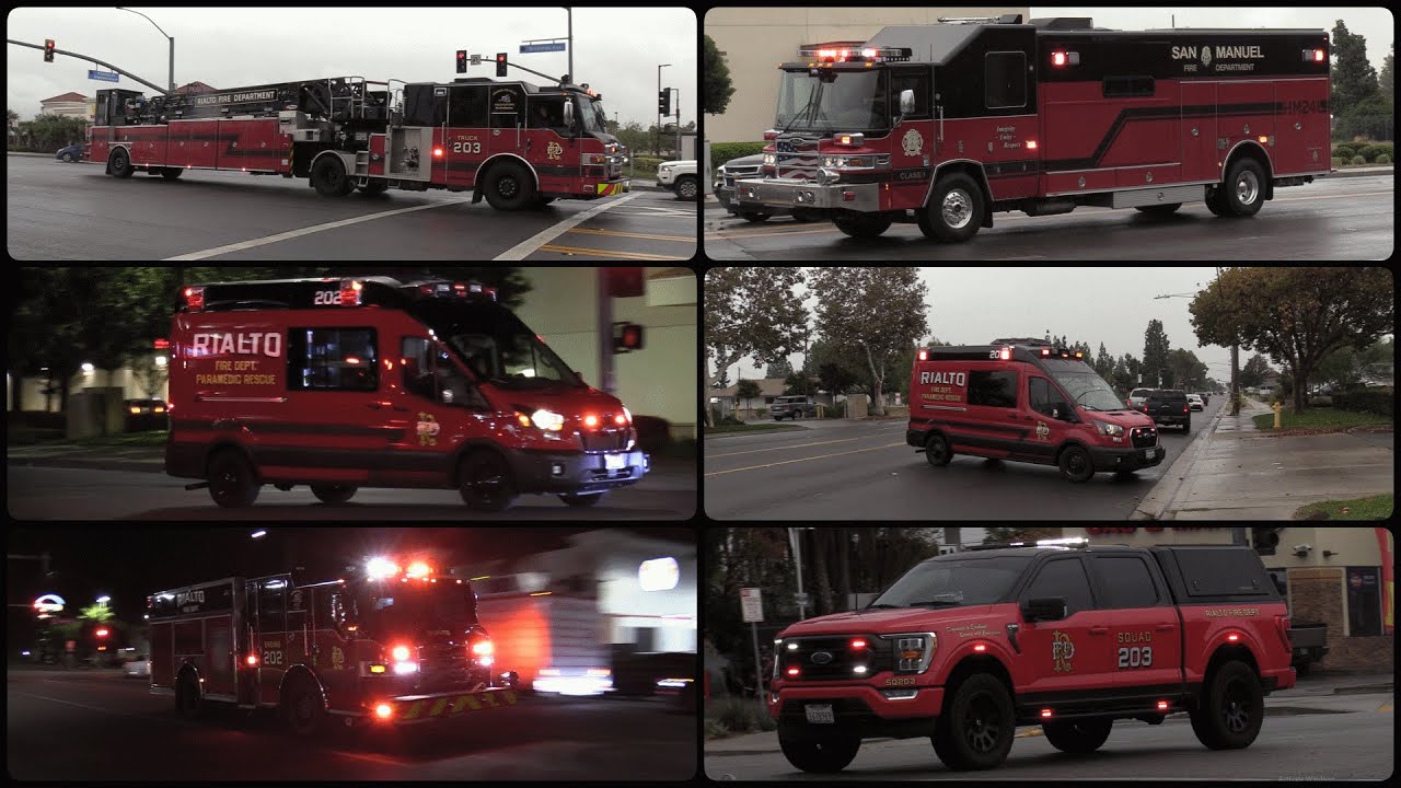 Rialto Medic Engine 202, Medic Ambulance 202, 201, Medic Truck 203, Medic Squad 203 & SMI Hazmat 241
