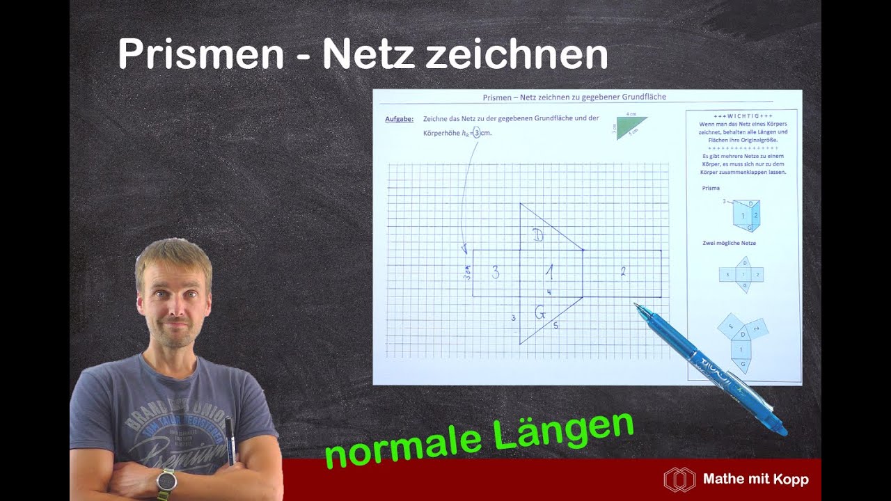 Prismen - Das Netz eines Prismas zeichnen | Körpernetze zeichnen