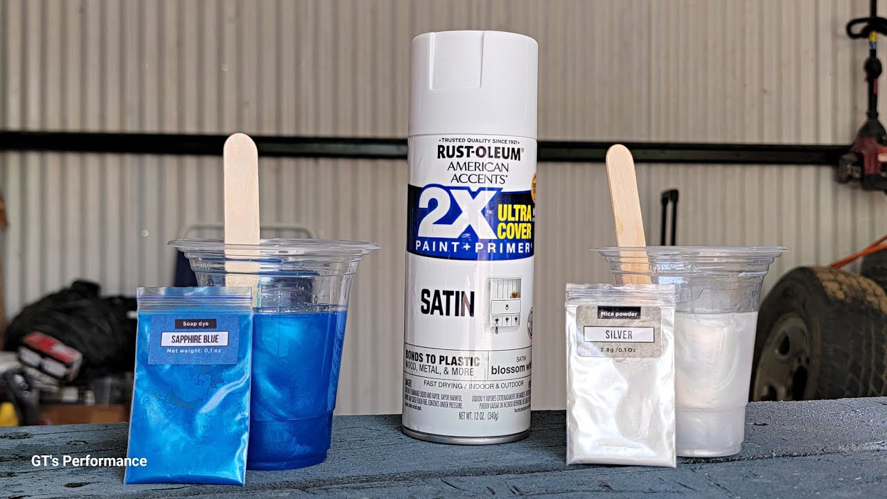 Let's Spray - SIlver & Saphire PEARLS over RUSTOLEUM Blossom White